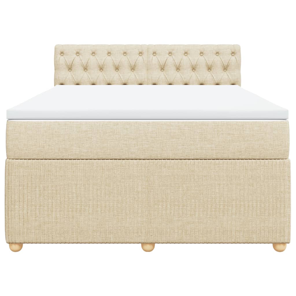 Boxspring met matras stof crèmekleurig 140x190 cm