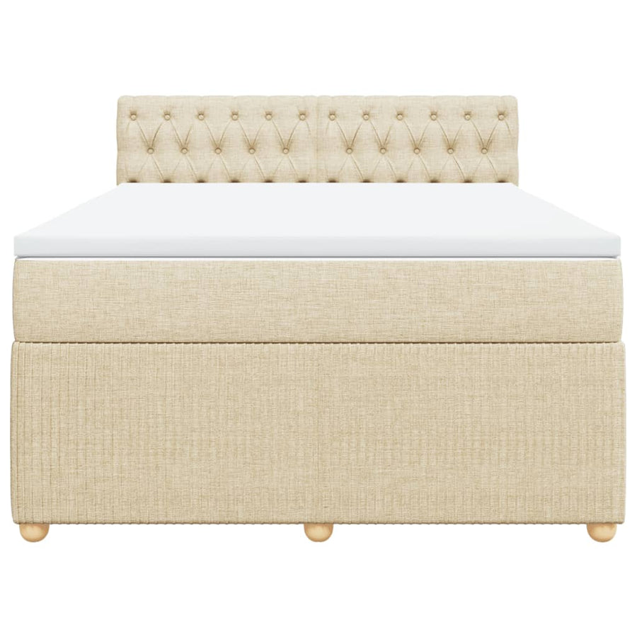 Boxspring met matras stof crèmekleurig 140x190 cm