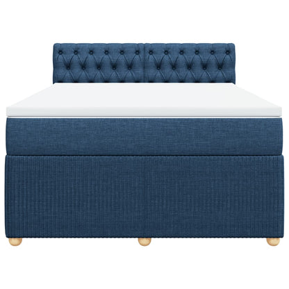 Boxspring met matras stof blauw 140x190 cm