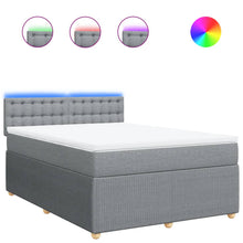 Boxspring met matras stof lichtgrijs 140x190 cm
