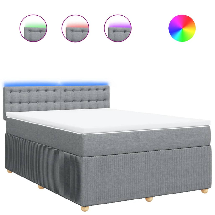 Boxspring met matras stof lichtgrijs 140x190 cm
