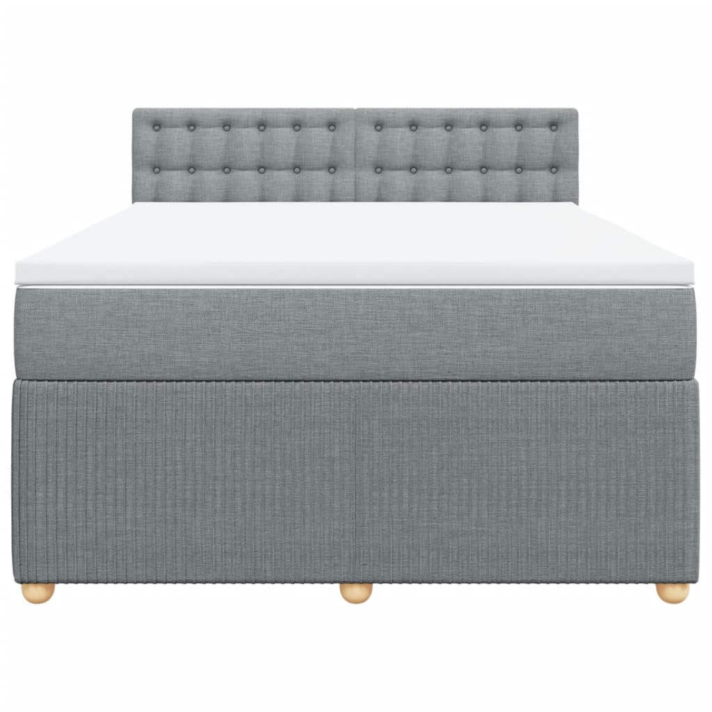 Boxspring met matras stof lichtgrijs 140x190 cm