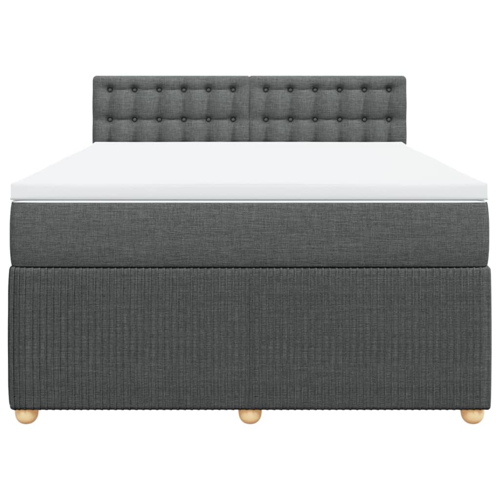 Boxspring met matras stof donkergrijs 140x190 cm