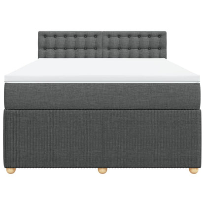 Boxspring met matras stof donkergrijs 140x190 cm