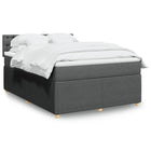 Box spring with mattress fabric dark grey 140x190 cm
