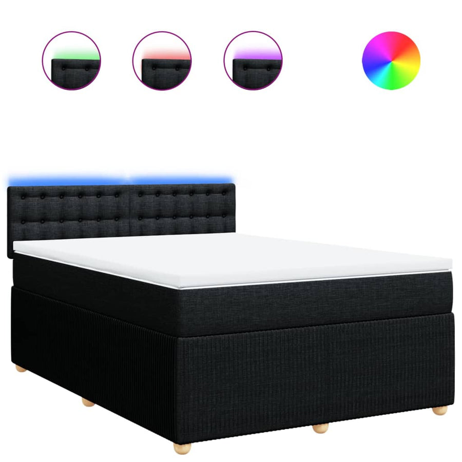 Boxspring met matras stof zwart 140x190 cm
