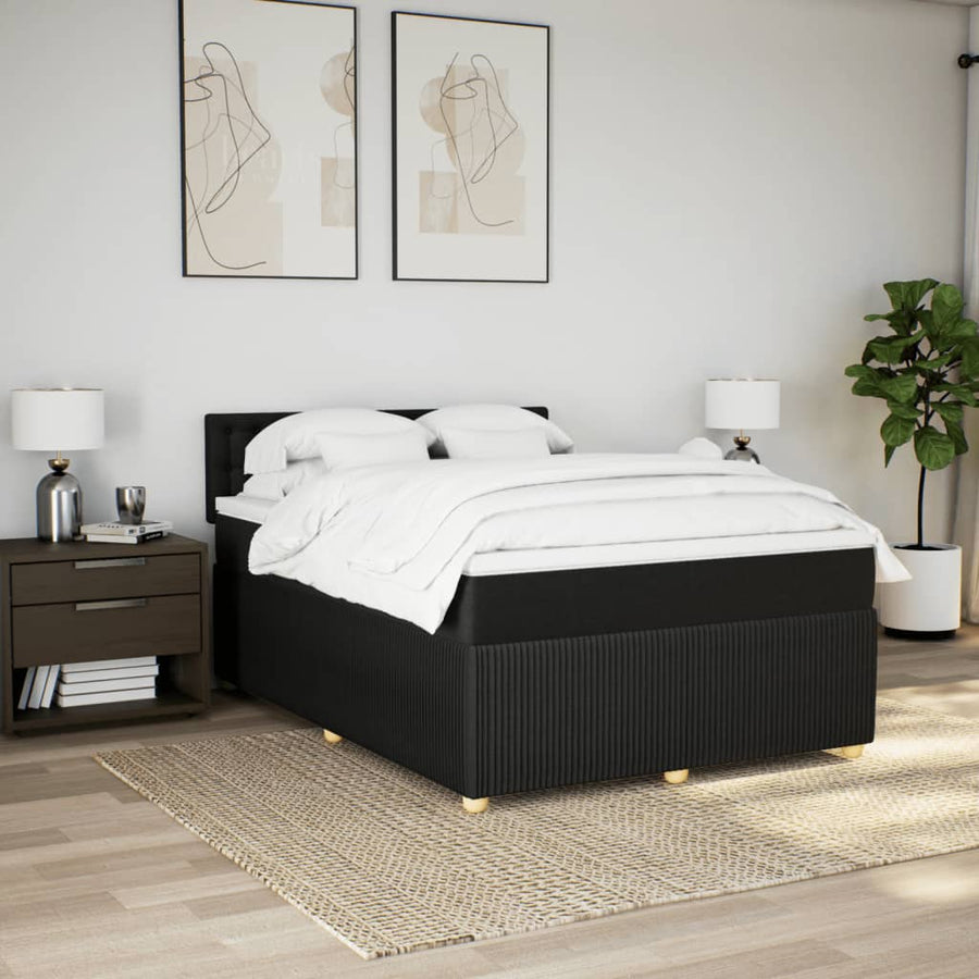 Boxspring met matras stof zwart 140x190 cm