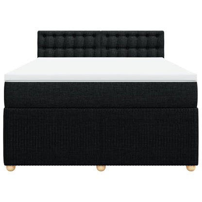 Boxspring met matras stof zwart 140x190 cm