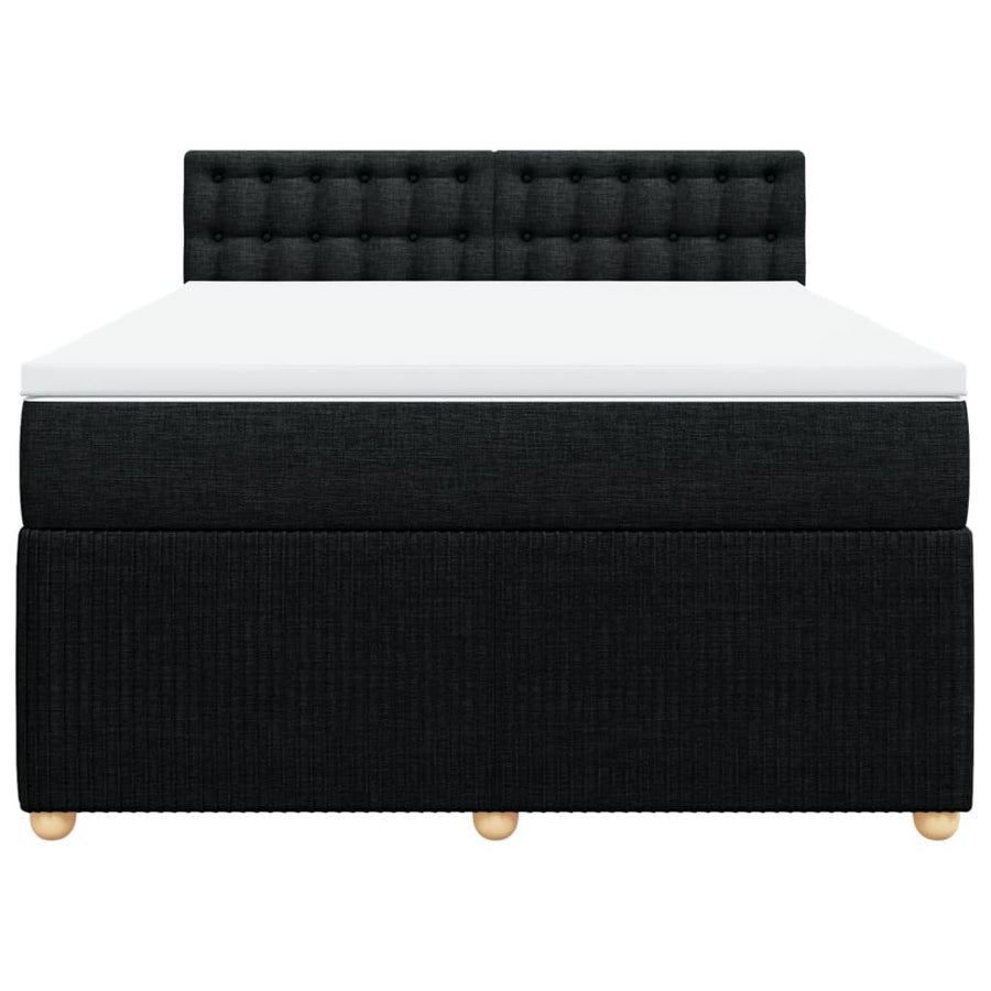 Boxspring met matras stof zwart 140x190 cm