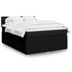 Box spring with fabric mattress black 140x190 cm