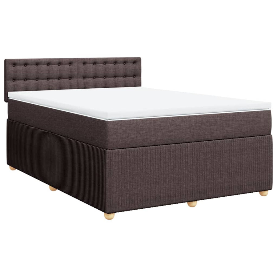 Boxspring met matras stof donkerbruin 140x190 cm