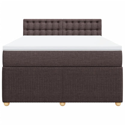 Boxspring met matras stof donkerbruin 140x190 cm