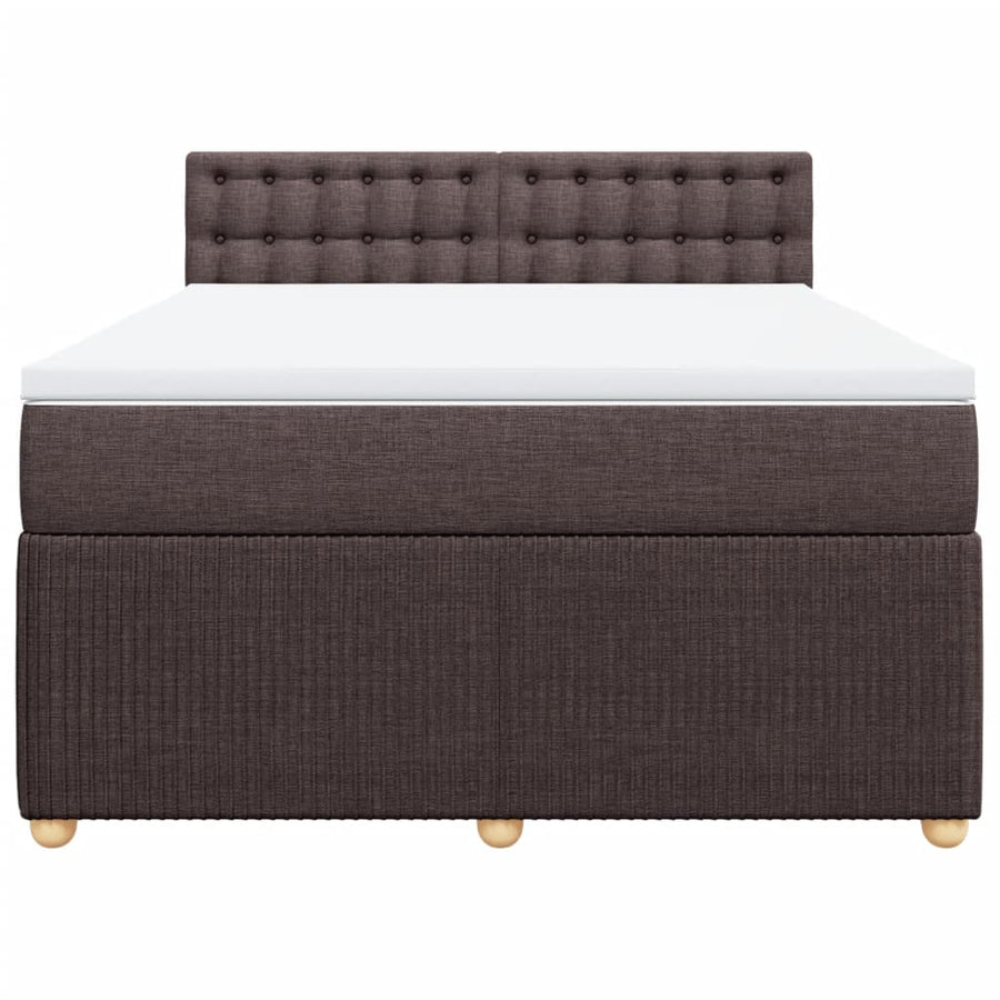 Boxspring met matras stof donkerbruin 140x190 cm