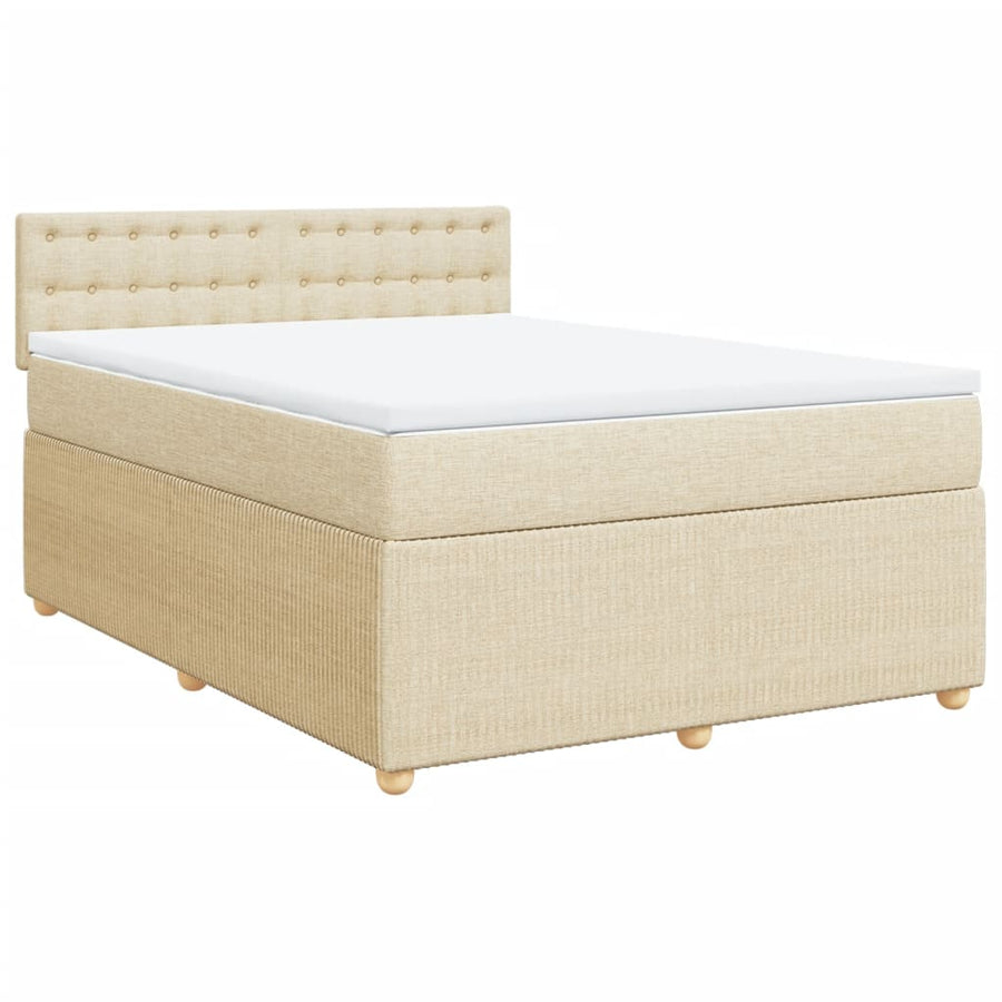 Boxspring met matras stof crèmekleurig 140x190 cm