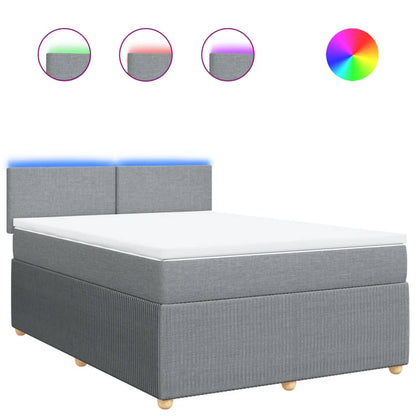 Boxspring met matras stof lichtgrijs 140x200 cm