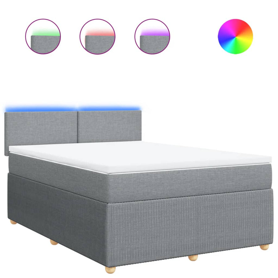 Boxspring met matras stof lichtgrijs 140x200 cm