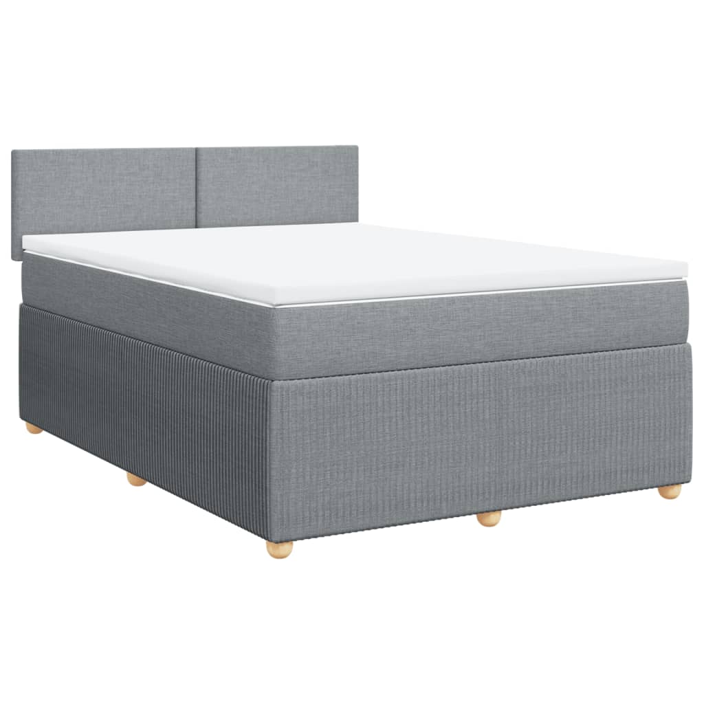 Boxspring met matras stof lichtgrijs 140x200 cm