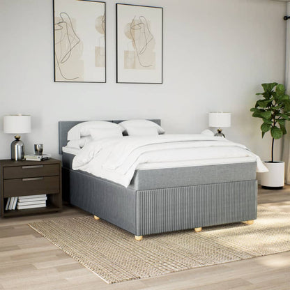 Boxspring met matras stof lichtgrijs 140x200 cm
