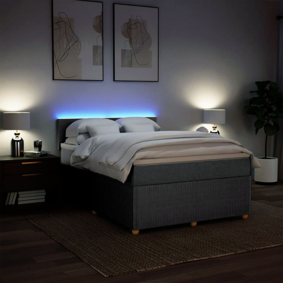 Boxspring met matras stof lichtgrijs 140x200 cm