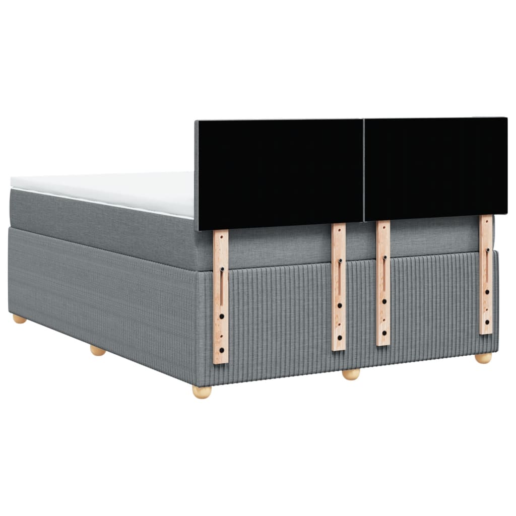 Boxspring met matras stof lichtgrijs 140x200 cm