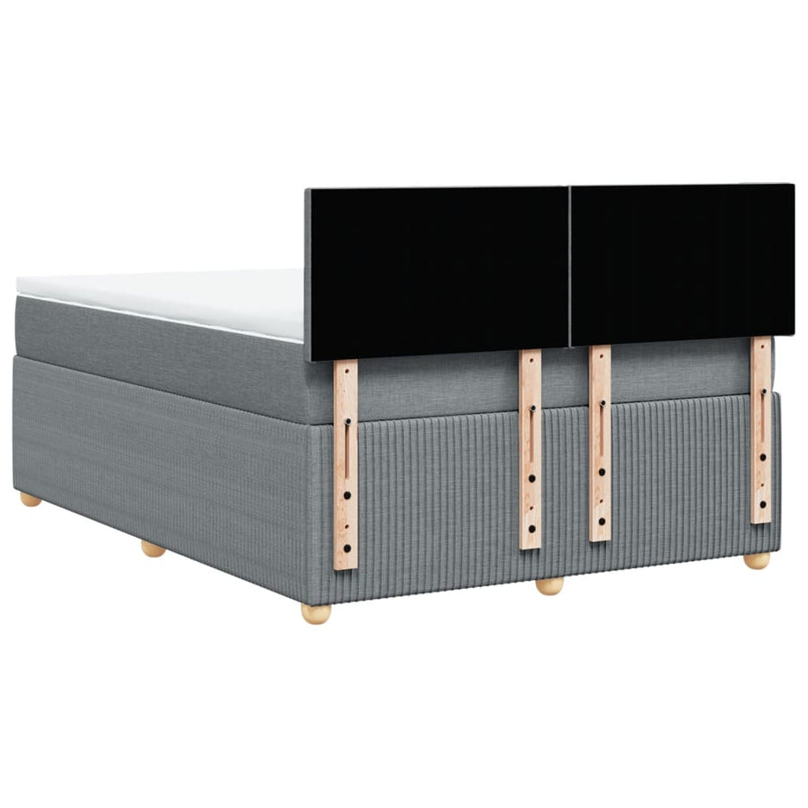 Boxspring met matras stof lichtgrijs 140x200 cm