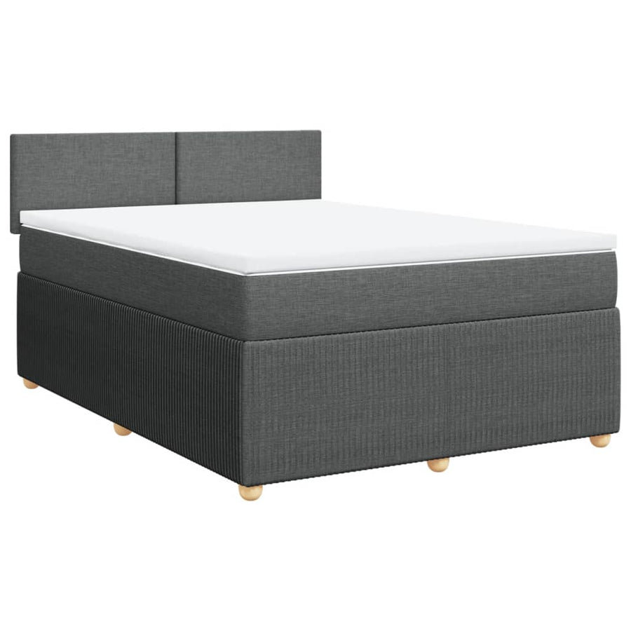 Boxspring met matras stof donkergrijs 140x200 cm