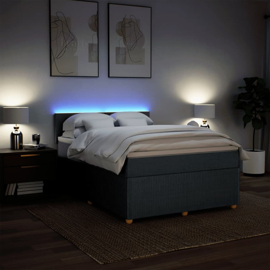 Boxspring met matras stof donkergrijs 140x200 cm