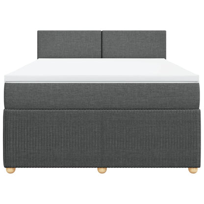 Boxspring met matras stof donkergrijs 140x200 cm