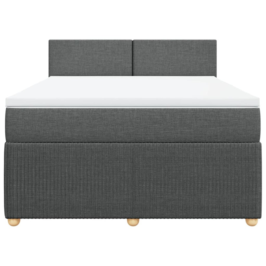 Boxspring met matras stof donkergrijs 140x200 cm