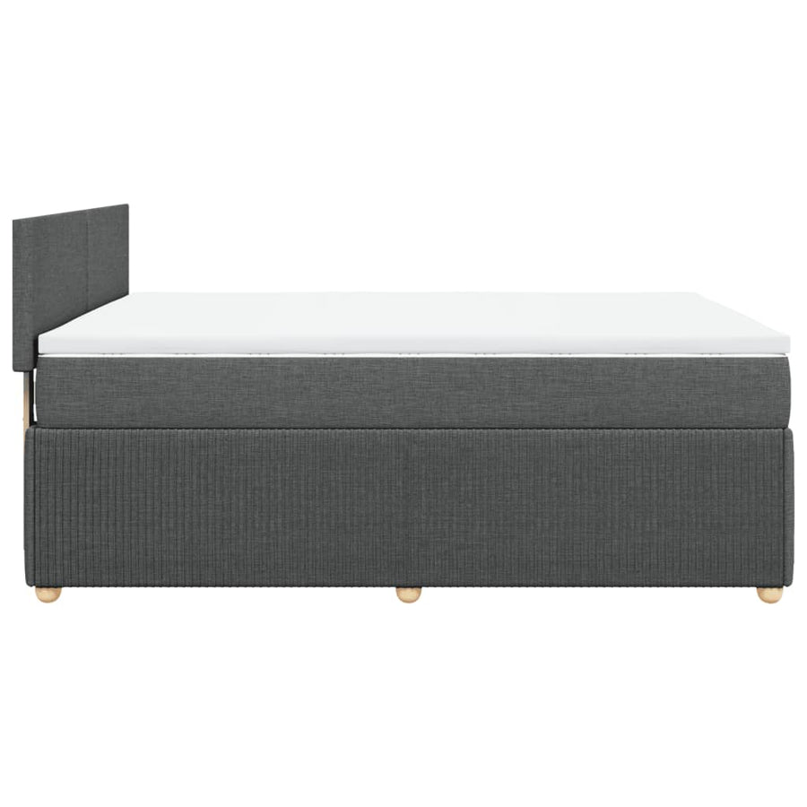 Boxspring met matras stof donkergrijs 140x200 cm