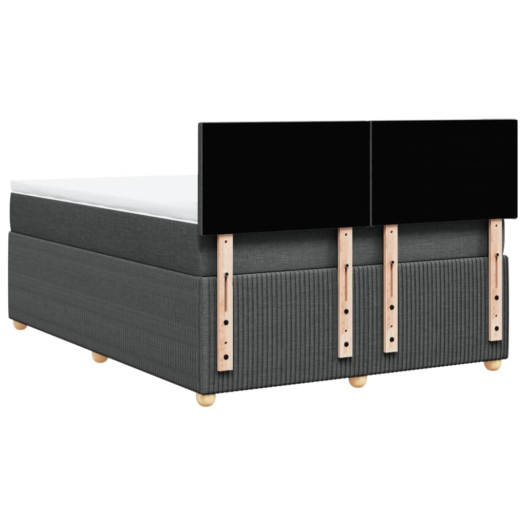 Boxspring met matras stof donkergrijs 140x200 cm