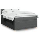 Dark grey fabric box spring with mattress 140x200 cm