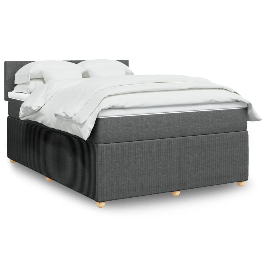 Boxspring met matras stof donkergrijs 140x200 cm