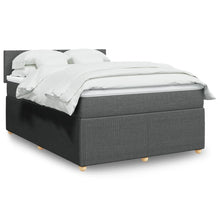 Boxspring met matras stof donkergrijs 140x200 cm