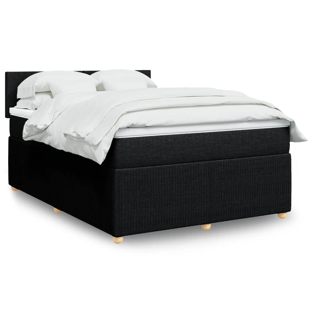 Boxspring met matras stof zwart 140x200 cm