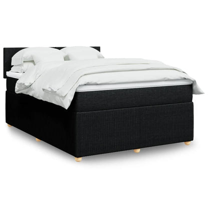 Boxspring met matras stof zwart 140x200 cm