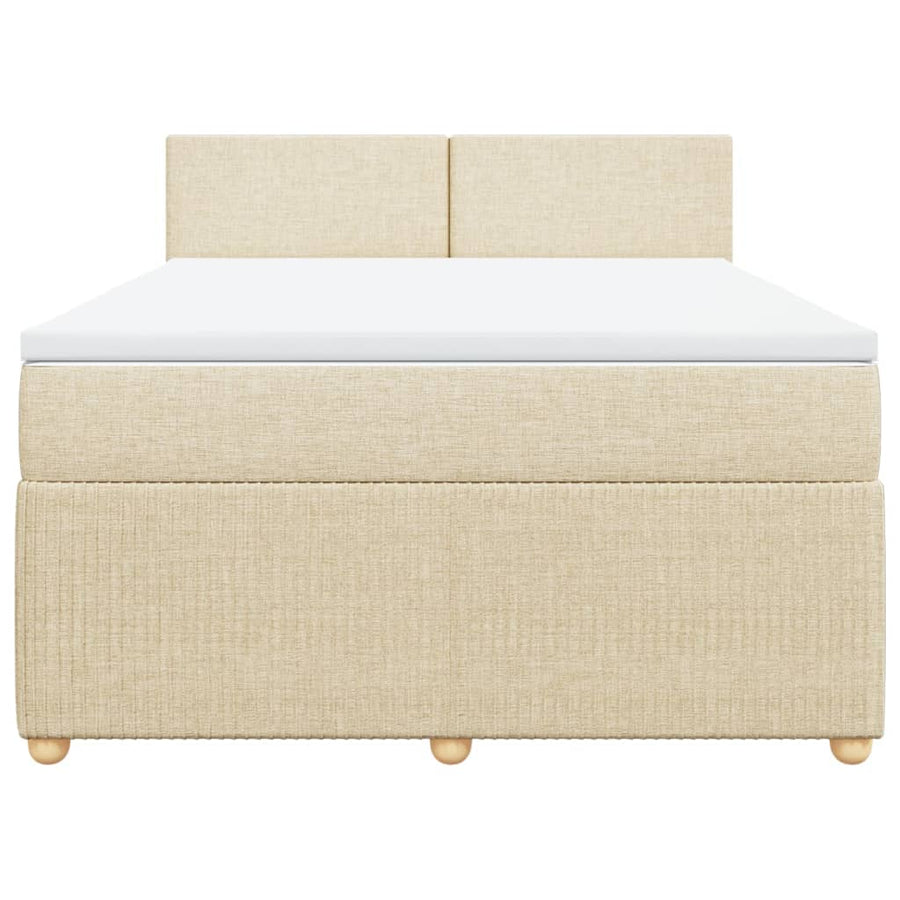 Boxspring met matras stof crèmekleurig 140x200 cm