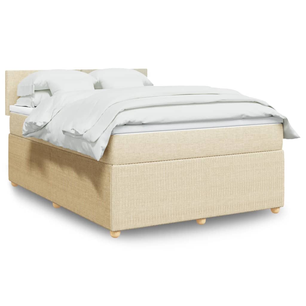 Boxspring met matras stof crèmekleurig 140x200 cm