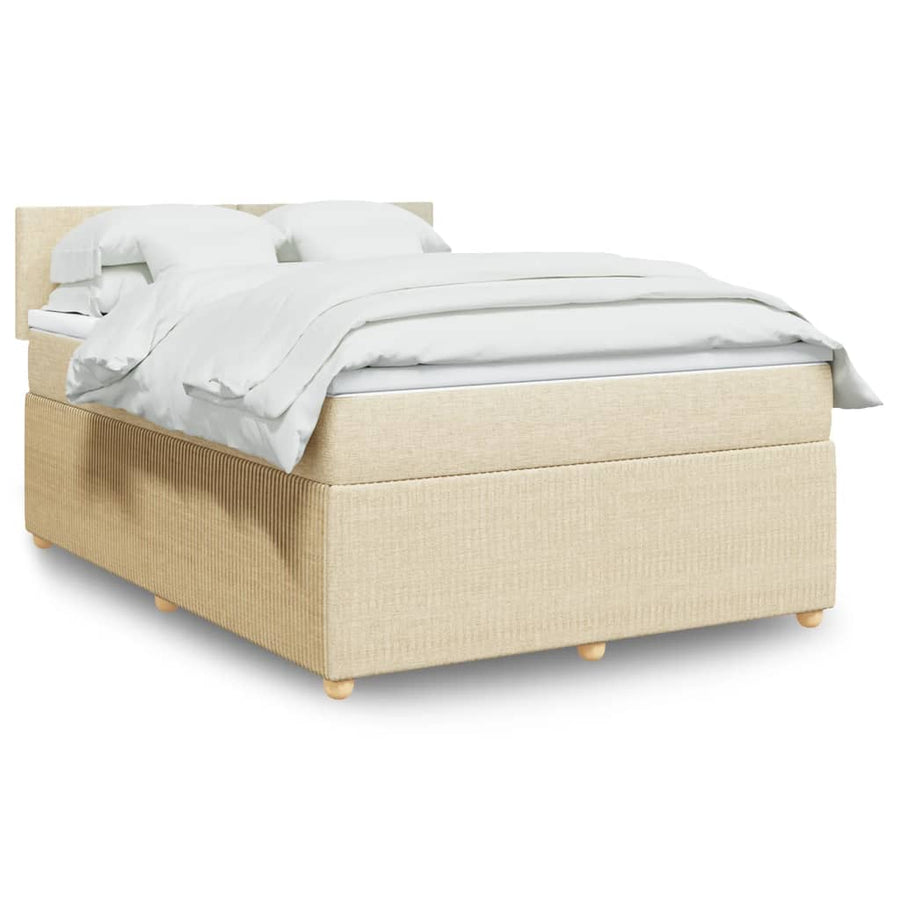 Boxspring met matras stof crèmekleurig 140x200 cm