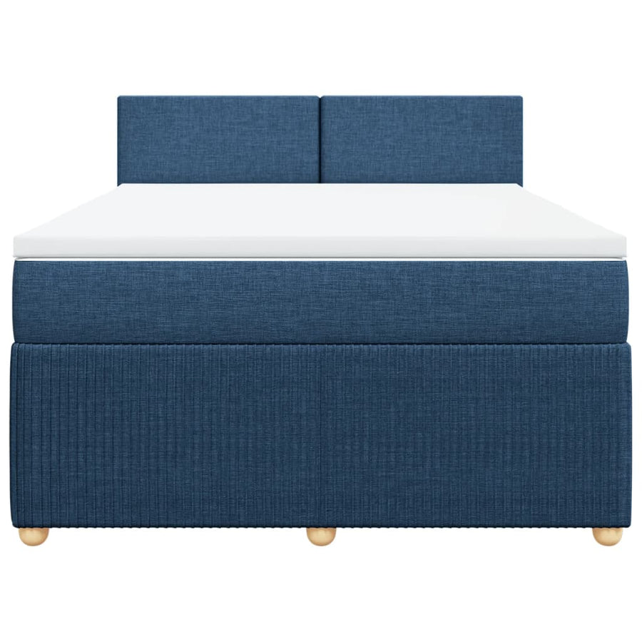 Boxspring met matras stof blauw 140x200 cm