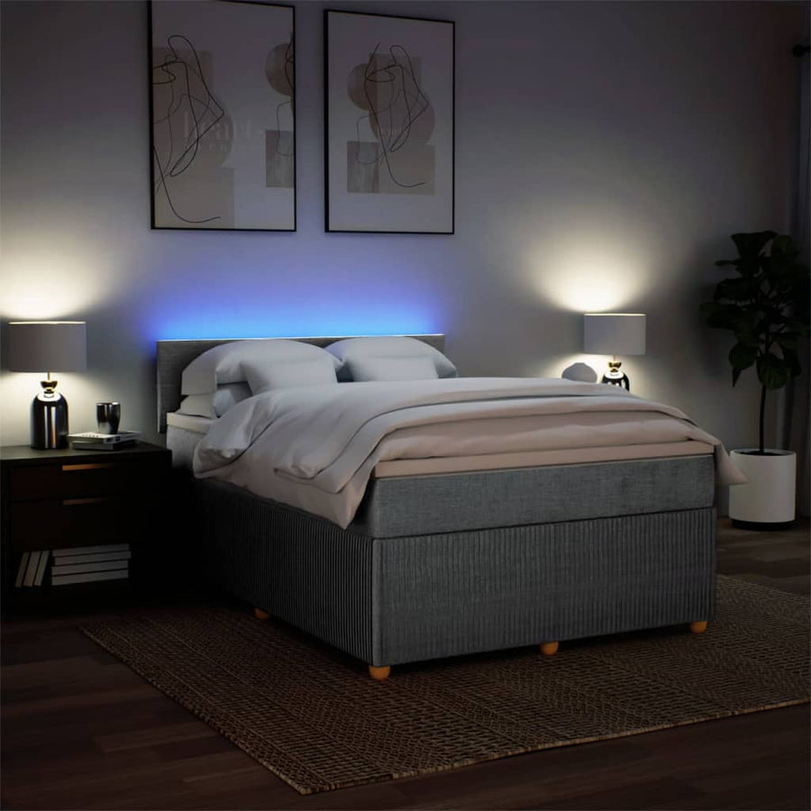 Boxspring met matras stof lichtgrijs 140x200 cm