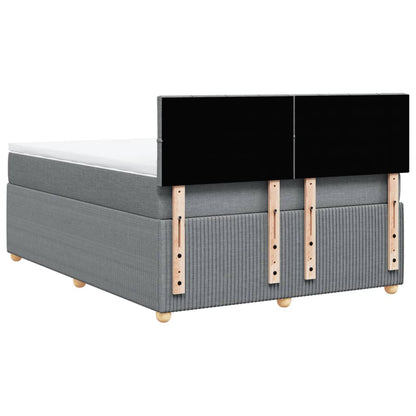 Boxspring met matras stof lichtgrijs 140x200 cm