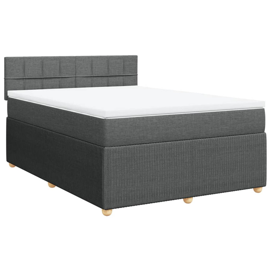 Boxspring met matras stof donkergrijs 140x200 cm