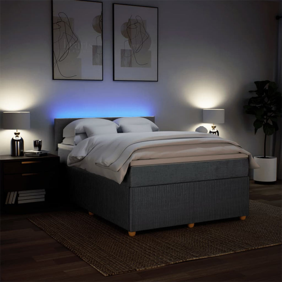 Boxspring met matras stof donkergrijs 140x200 cm