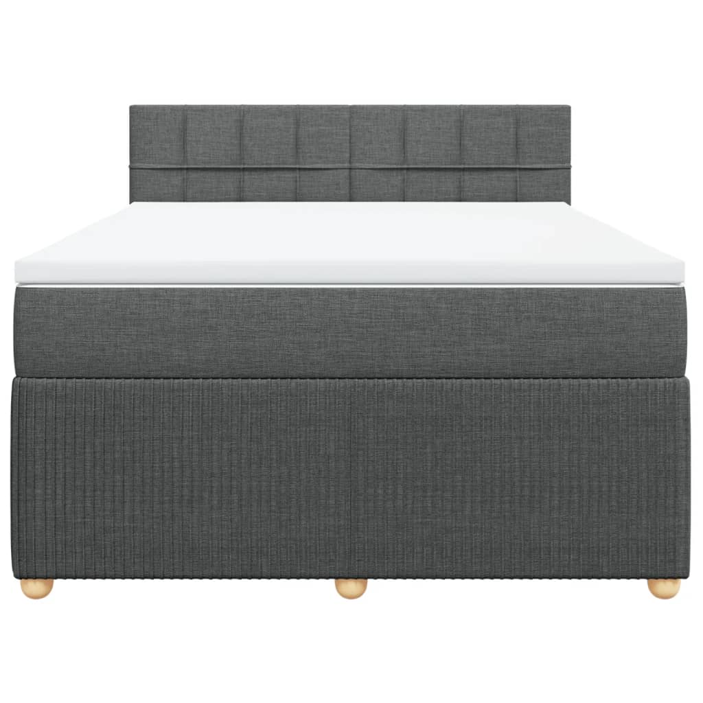 Boxspring met matras stof donkergrijs 140x200 cm