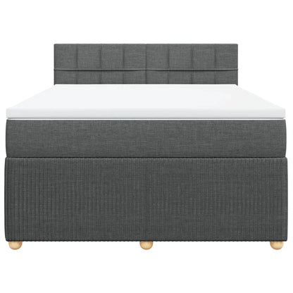 Boxspring met matras stof donkergrijs 140x200 cm