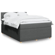 Boxspring met matras stof donkergrijs 140x200 cm