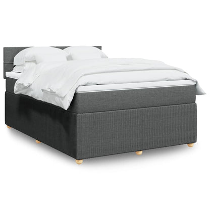 Boxspring met matras stof donkergrijs 140x200 cm