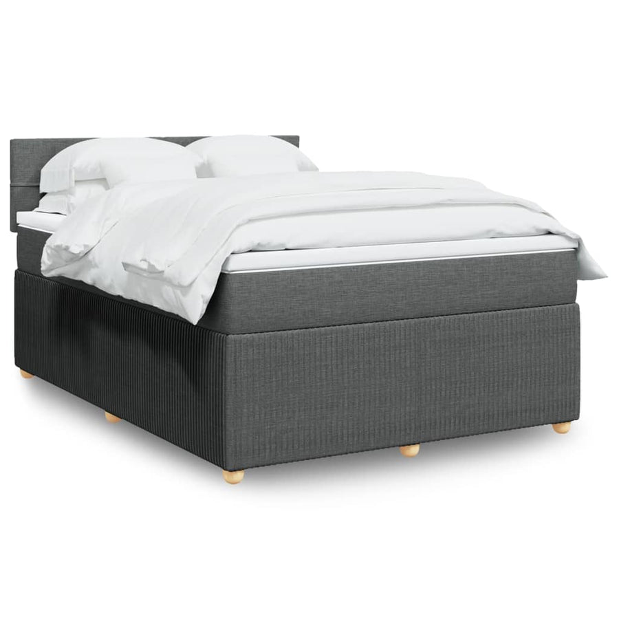 Boxspring met matras stof donkergrijs 140x200 cm