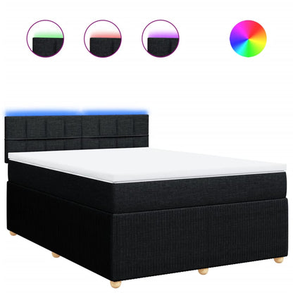 Boxspring met matras stof zwart 140x200 cm